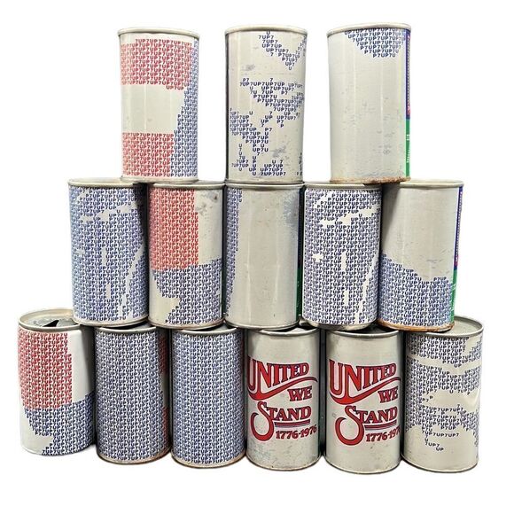 Vintage 7UP Cans United We Stand Lot of 14 Western States Empty Movie Props - Picture 3 of 7